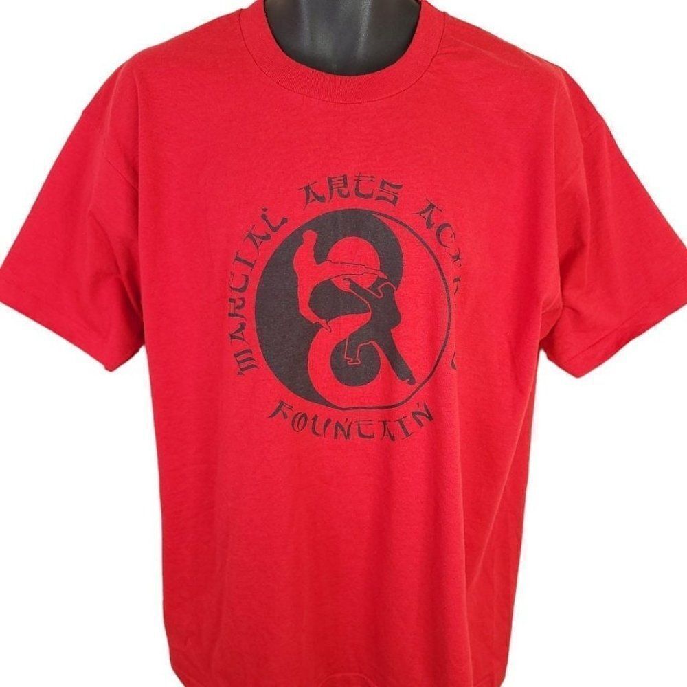 Fountain Martial Arts Academy T Shirt Vintage 90s Yin Yang Made In USA Mens XL